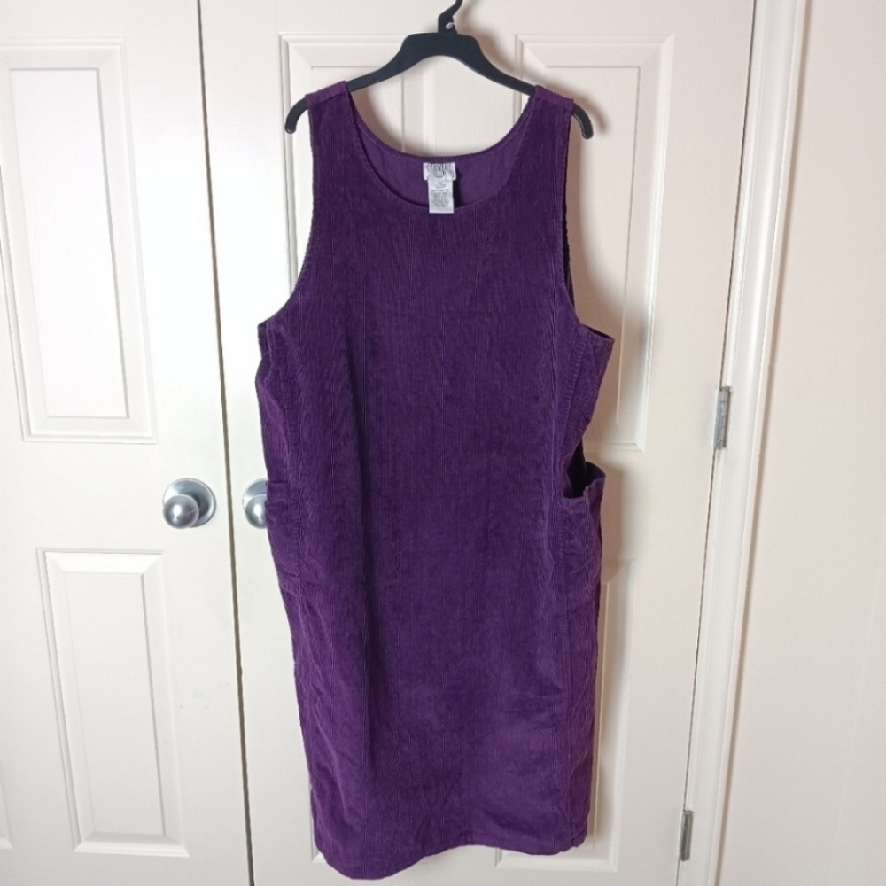 Vintage Cervelle Women Purple Corduroy Sleeveless Dress Size 2X